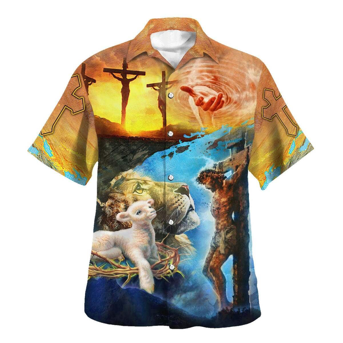 Jesus Saves Lion And Lamb Christian Hawaiian Shirt