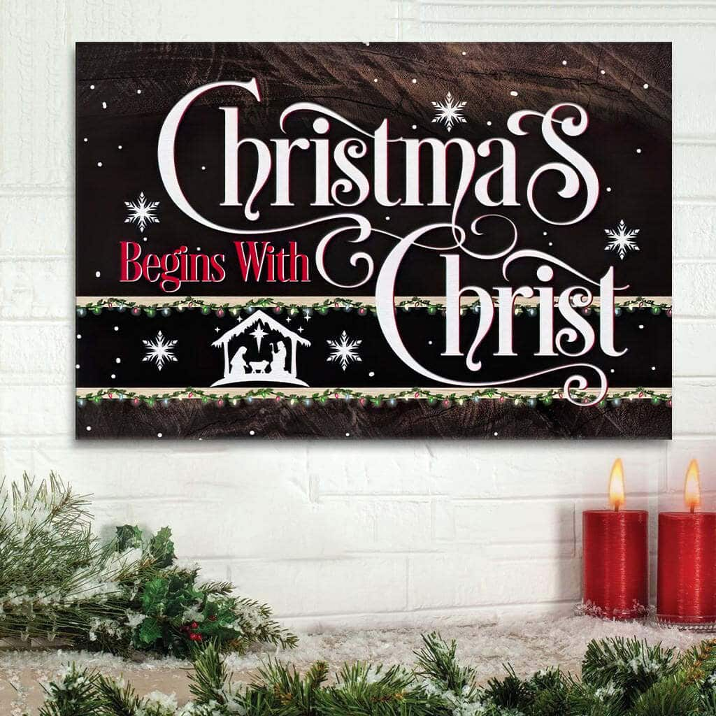 Christmas Begins With Christ Jesus Born Christian Religious Canvas Wall Art