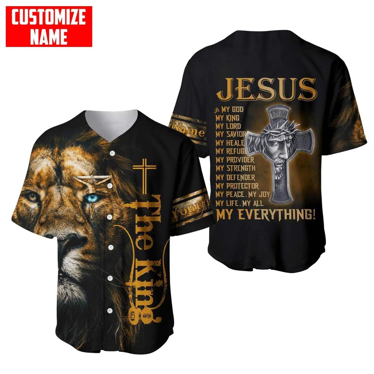 Cross Lion My God My King My Everything Customize Personalized Baseball Jersey