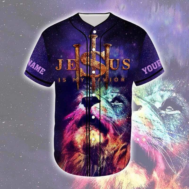 Lion Colorful Jesus Is My Savior Customize Personalized Baseball Jersey