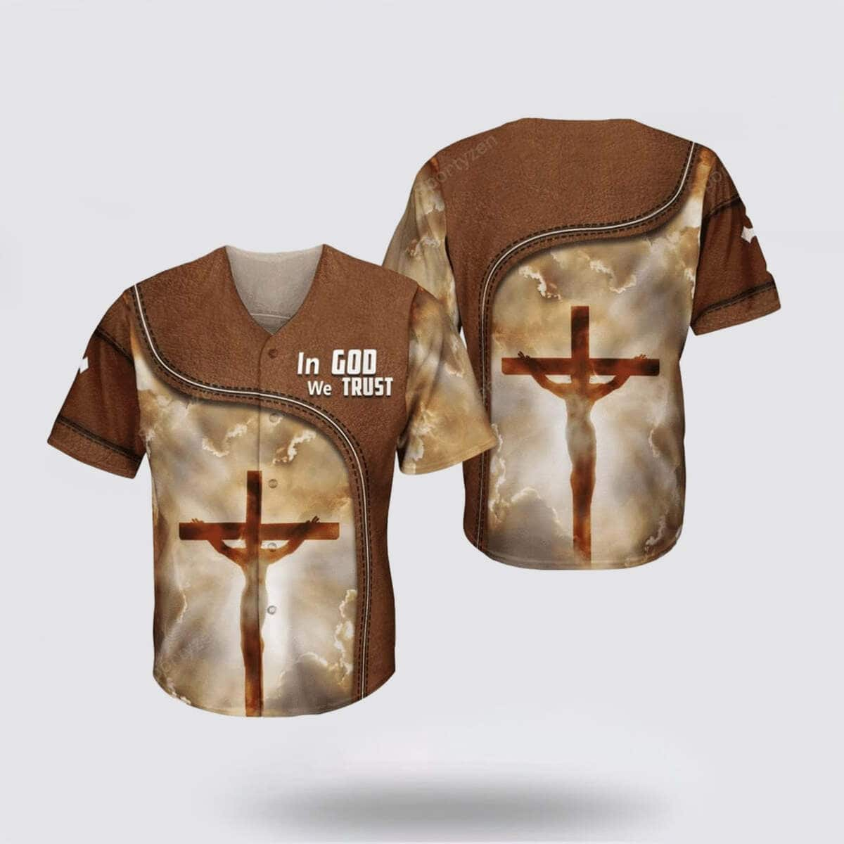 In God We Trust Jesus Cross Christian Faith Baseball Jersey