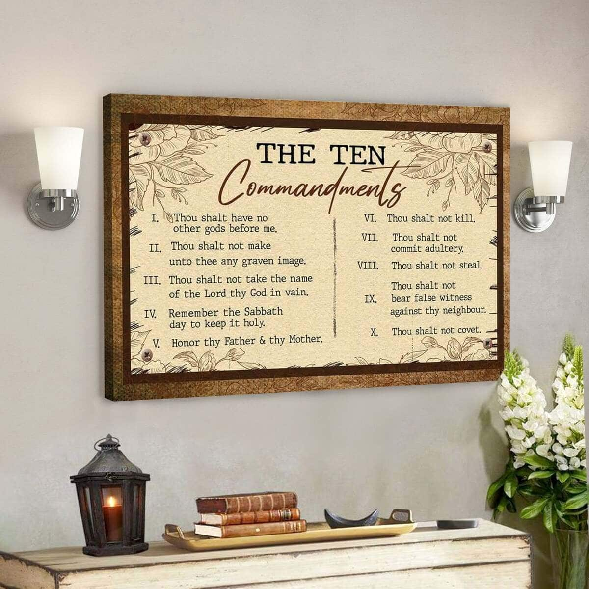 God Jesus 10 Commandments Christian Faith Religious Canvas Wall Art