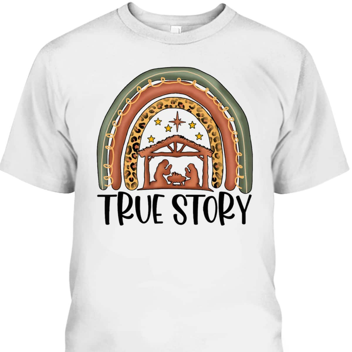 True Story Christmas Manger Nativity Scene Buffalo Plaid Christian T-Shirt