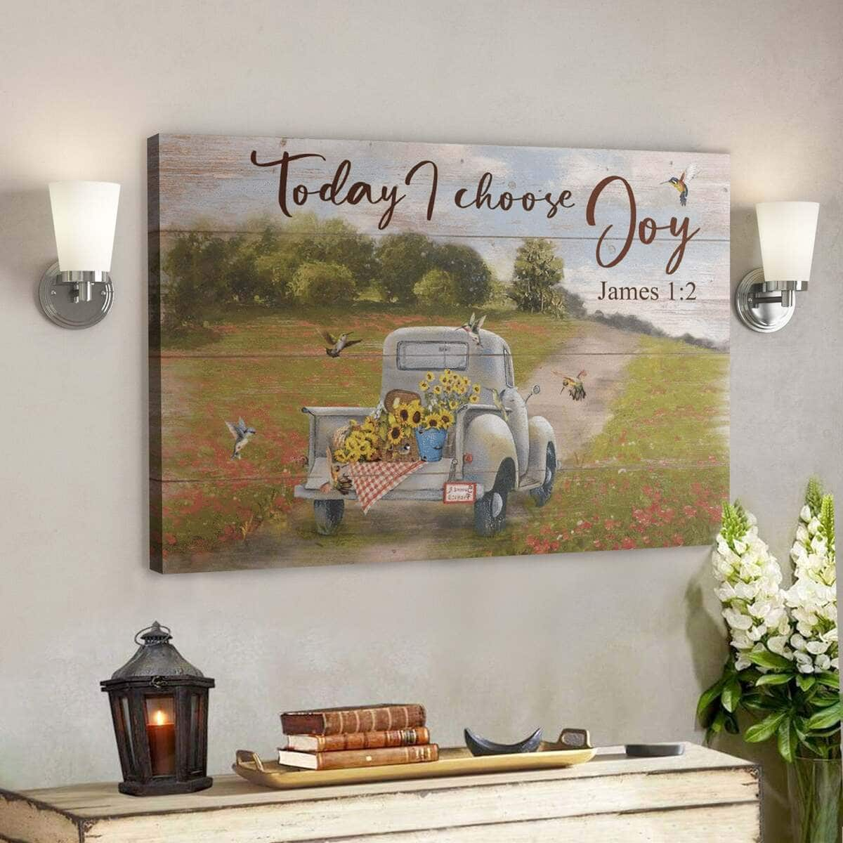 Bible Verse Beautiful Car Today I Choose Joy Canvas Wall Art