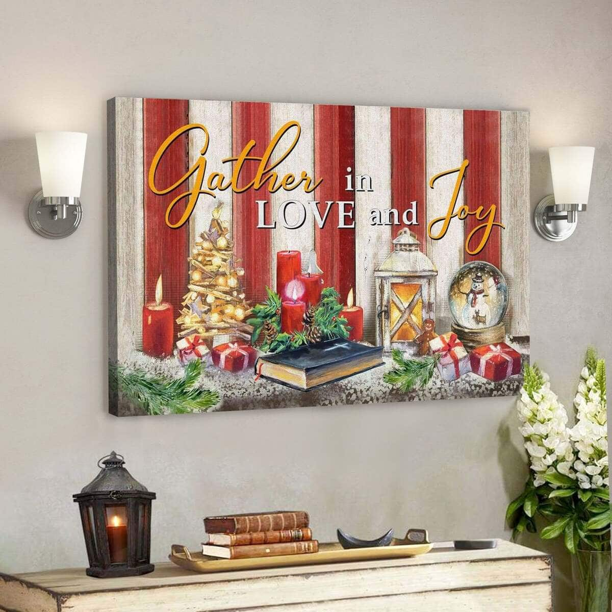 God Jesus Gather In Love And Joy Christian Christmas Canvas Wall Art