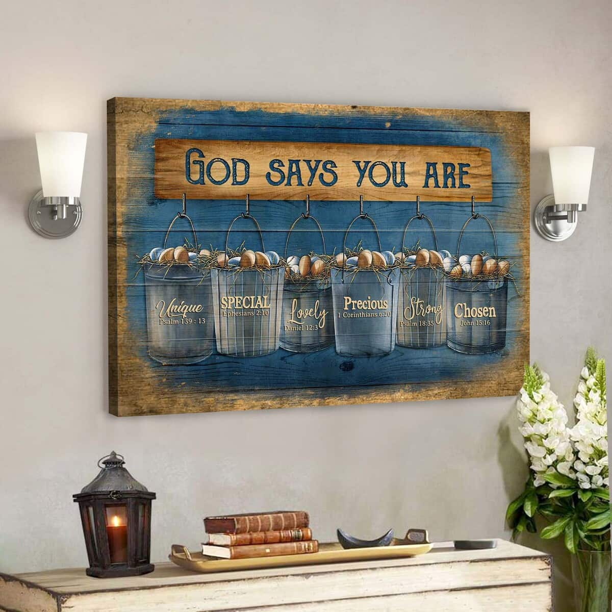 Eggs God Says You Are Bible Verse Scripture Canvas Wall Art