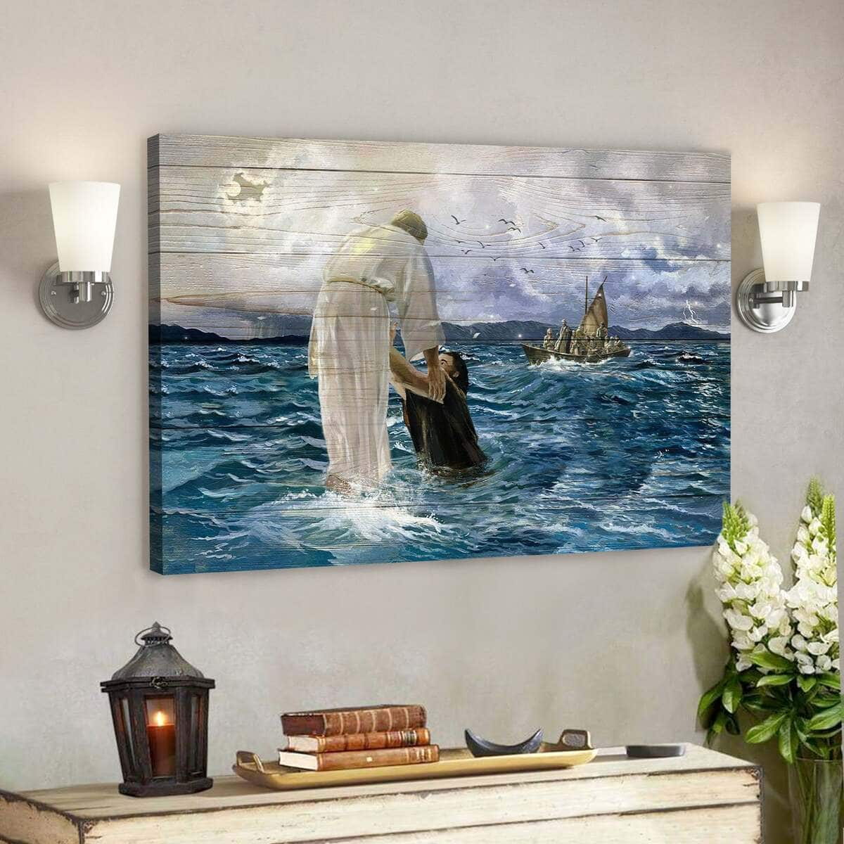 Ocean He Saves Us Bible Verse Scripture Canvas Wall Art