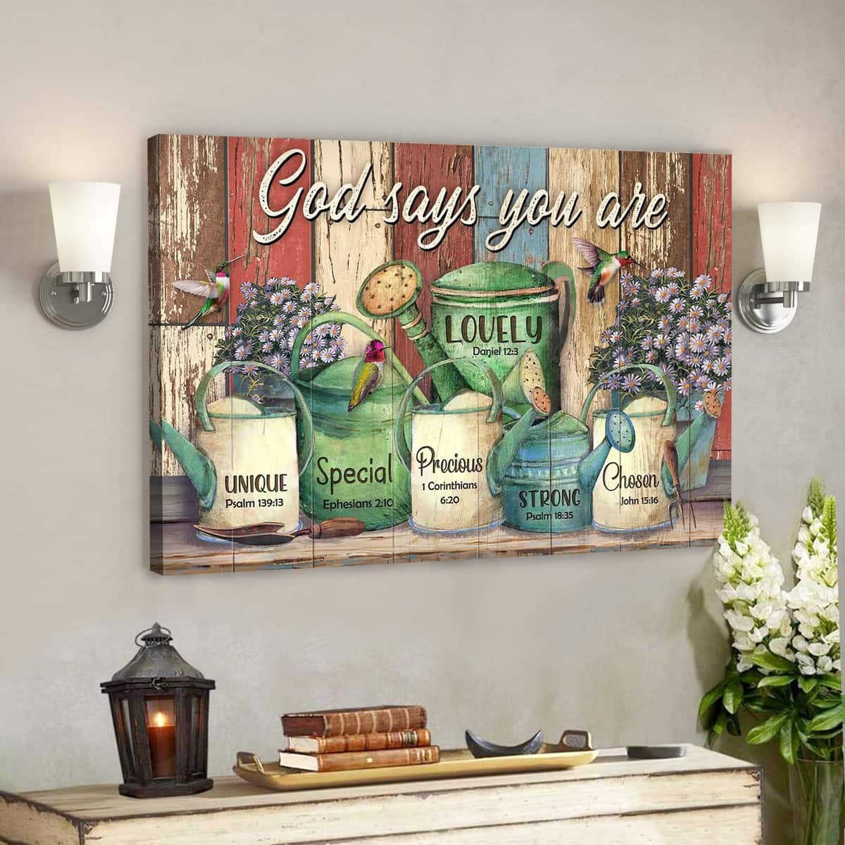 Garden God Says You Are Bible Verse Scripture Canvas Wall Art