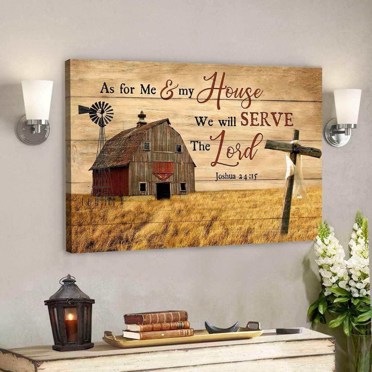 As For Me And My House We Will Serve The Lord Bible Verse Scripture Canvas Wall Art