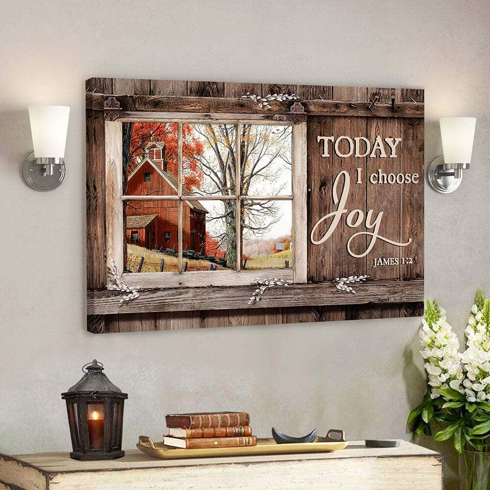 Faith Religious Today I Choose Day Joy James 12 Bible Verse Scripture Canvas Wall Art