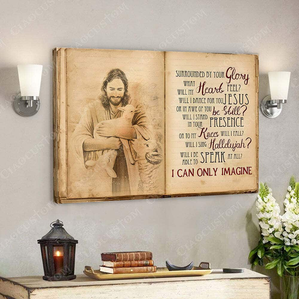 I Can Only Imagine Lambs Jesus Christ Bible Verse Scripture Canvas Wall Art