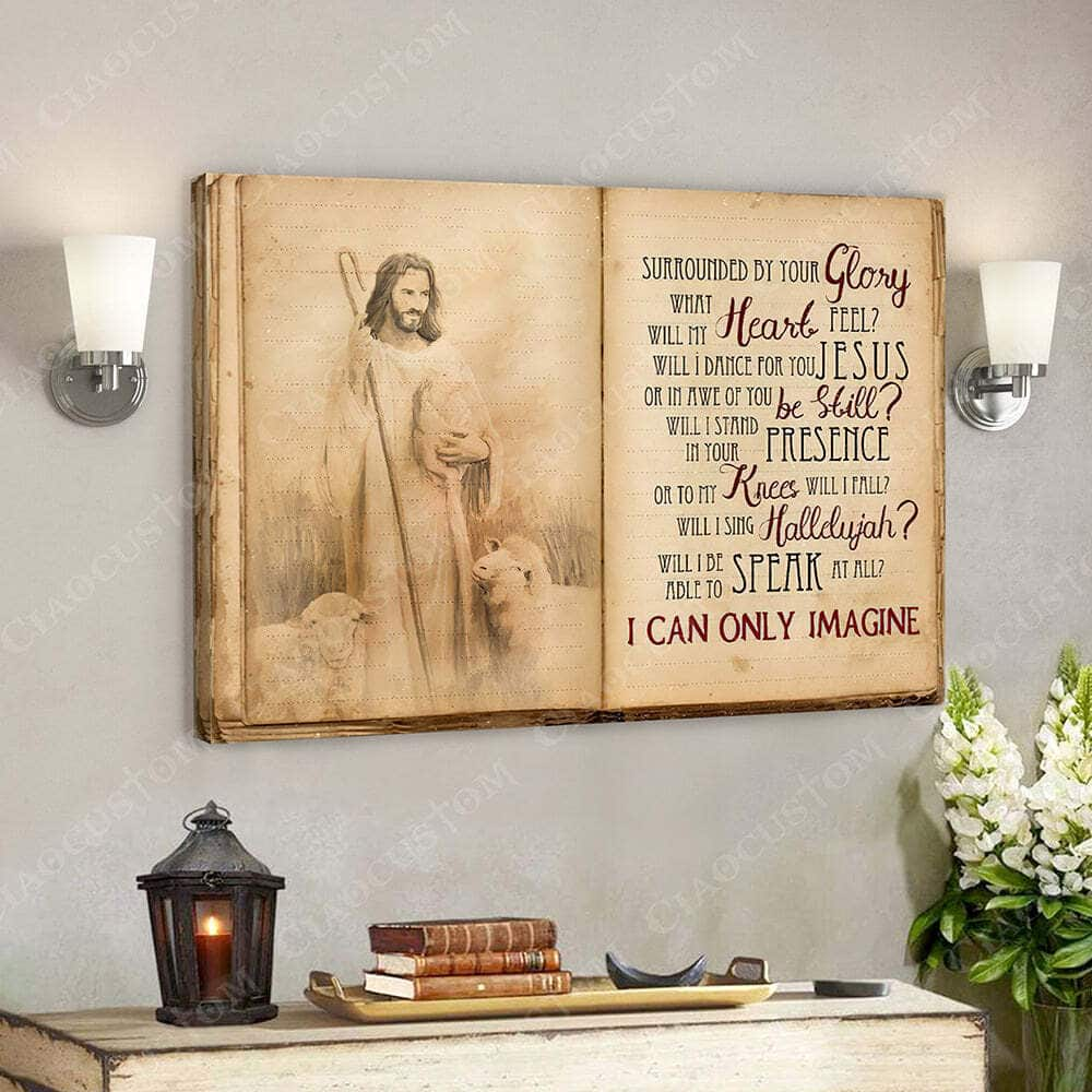 I Can Only Imagine Jesus Christ And Lambs Bible Verse Scripture Canvas Wall Art