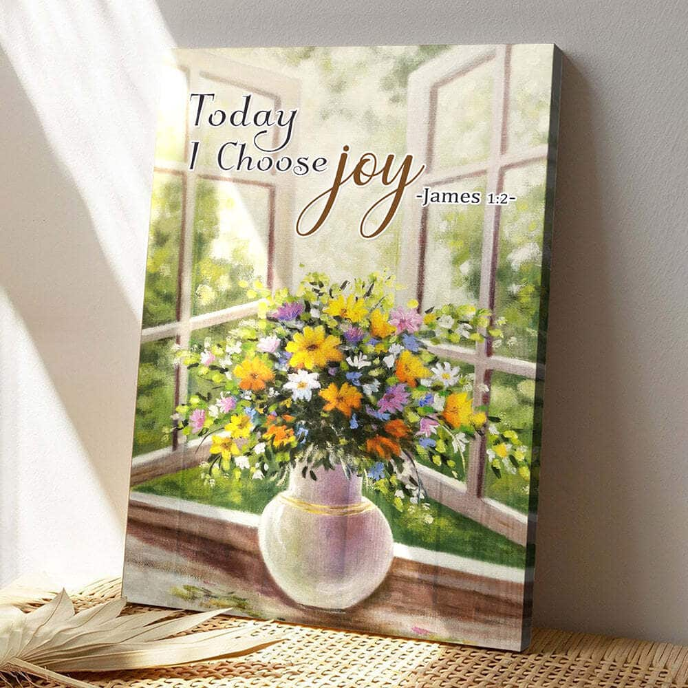 Christian Religious Today I Choose Joy Bible Verse Scripture Canvas Print