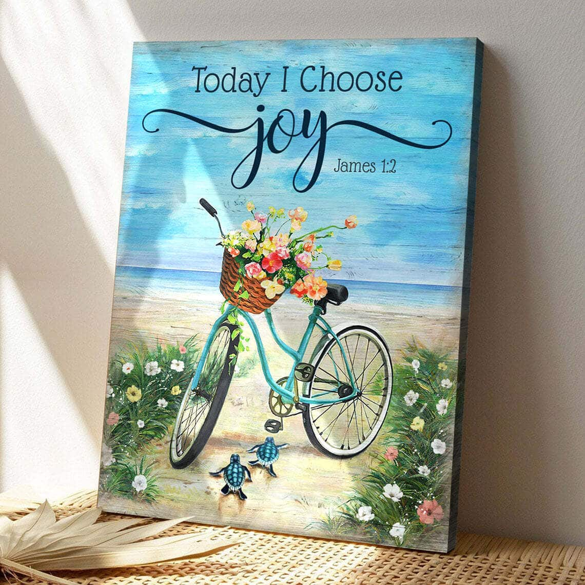 Turtle – Today I Choose Joy Bible Verse Scripture Canvas Print