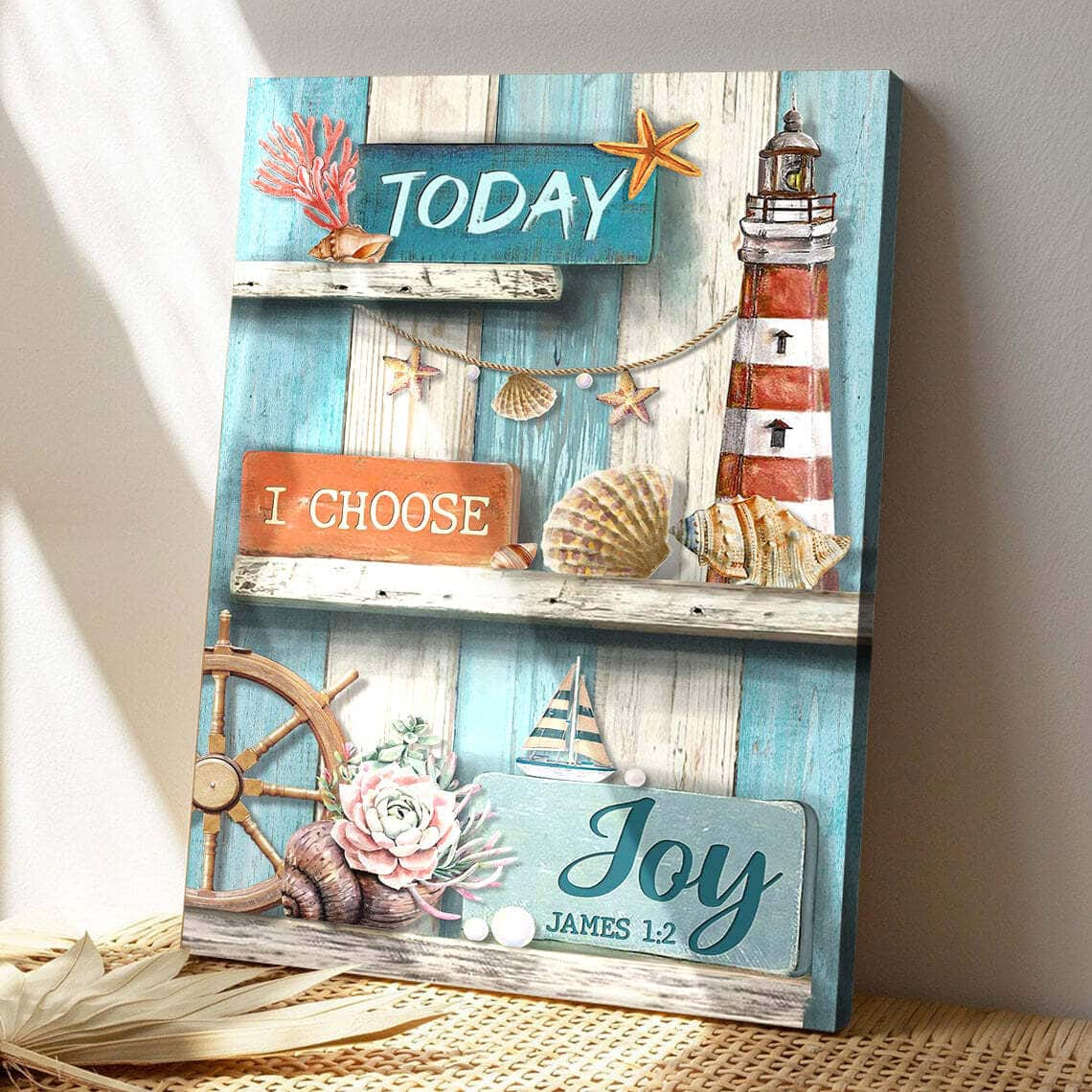 Lighthouse Today I Choose Joy Bible Verse Scripture Canvas Print