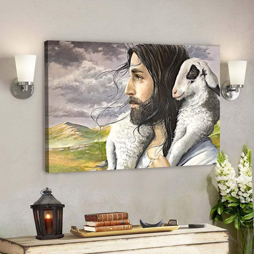 Jesus And Sheep Jesus Christian Gift For Christian Canvas Wall Art