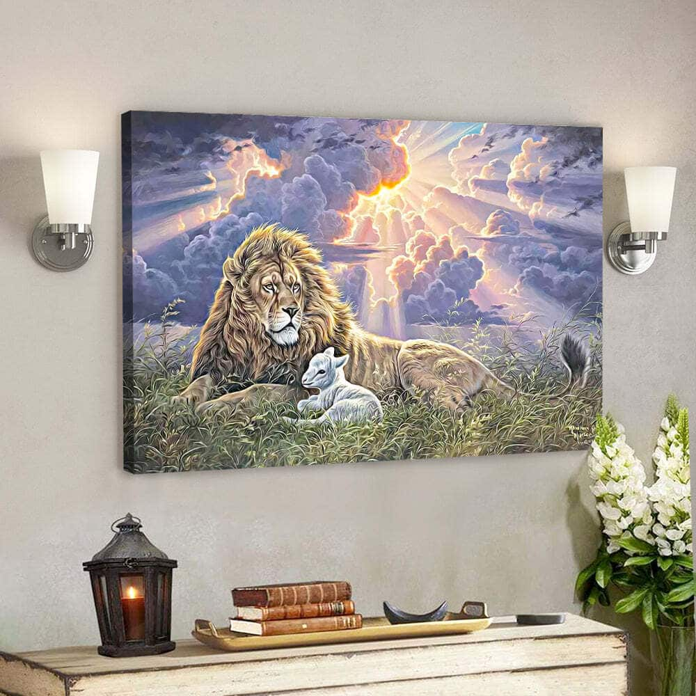 Lion Jesus Blue Sky Christian Gift Jesus Bible Verse Scripture Canvas Wall Art