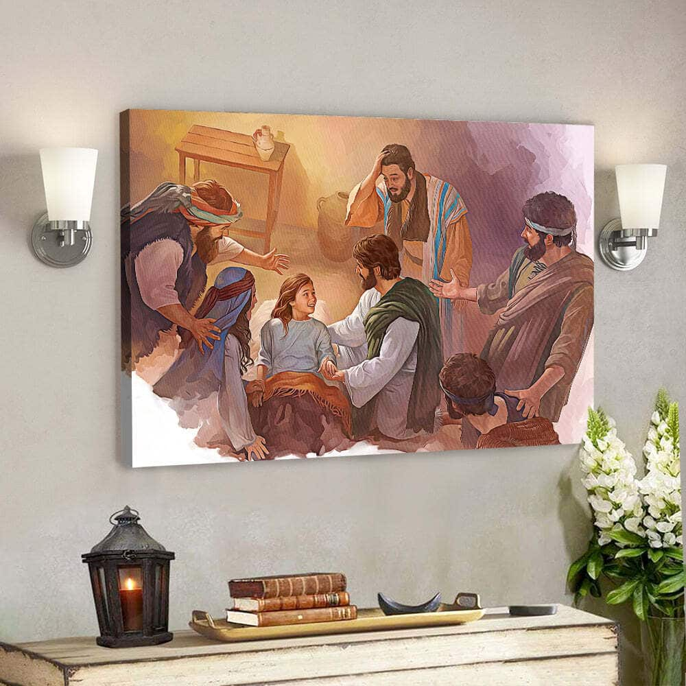 Jesus And The People Religious Gift For Christian Canvas Wall Art