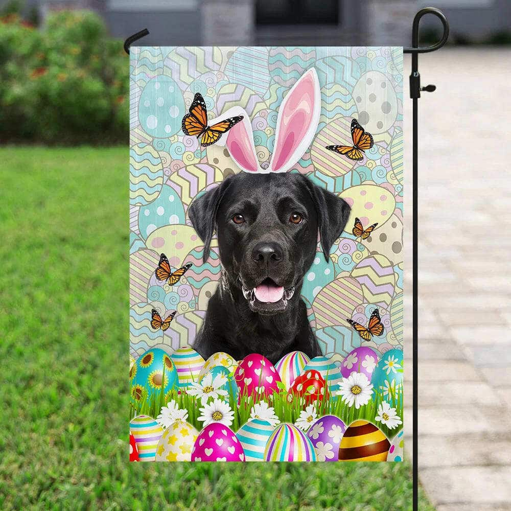 Black Labrador Happy Easter Religious Gift Garden Flag