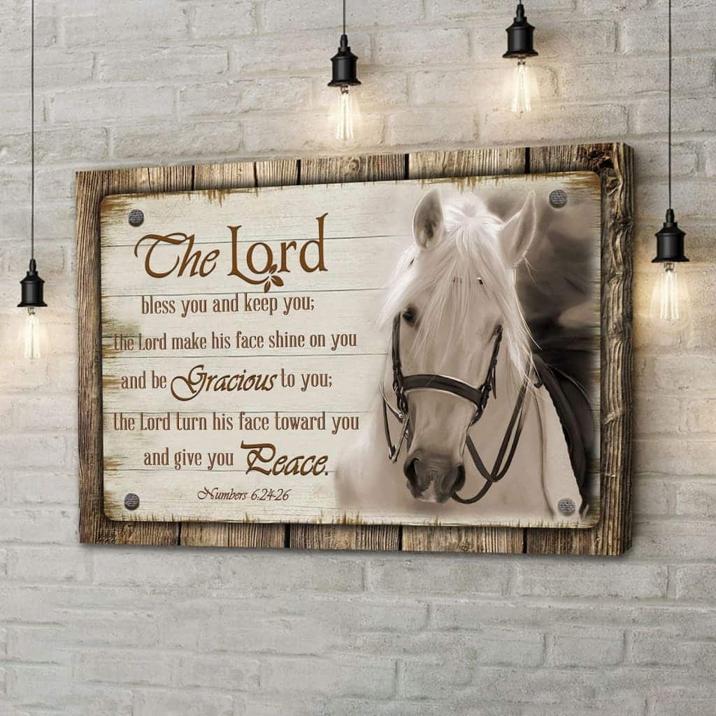 The Lord Bless You And Keep You Horse Farmhouse Christian Canvas Wall Art