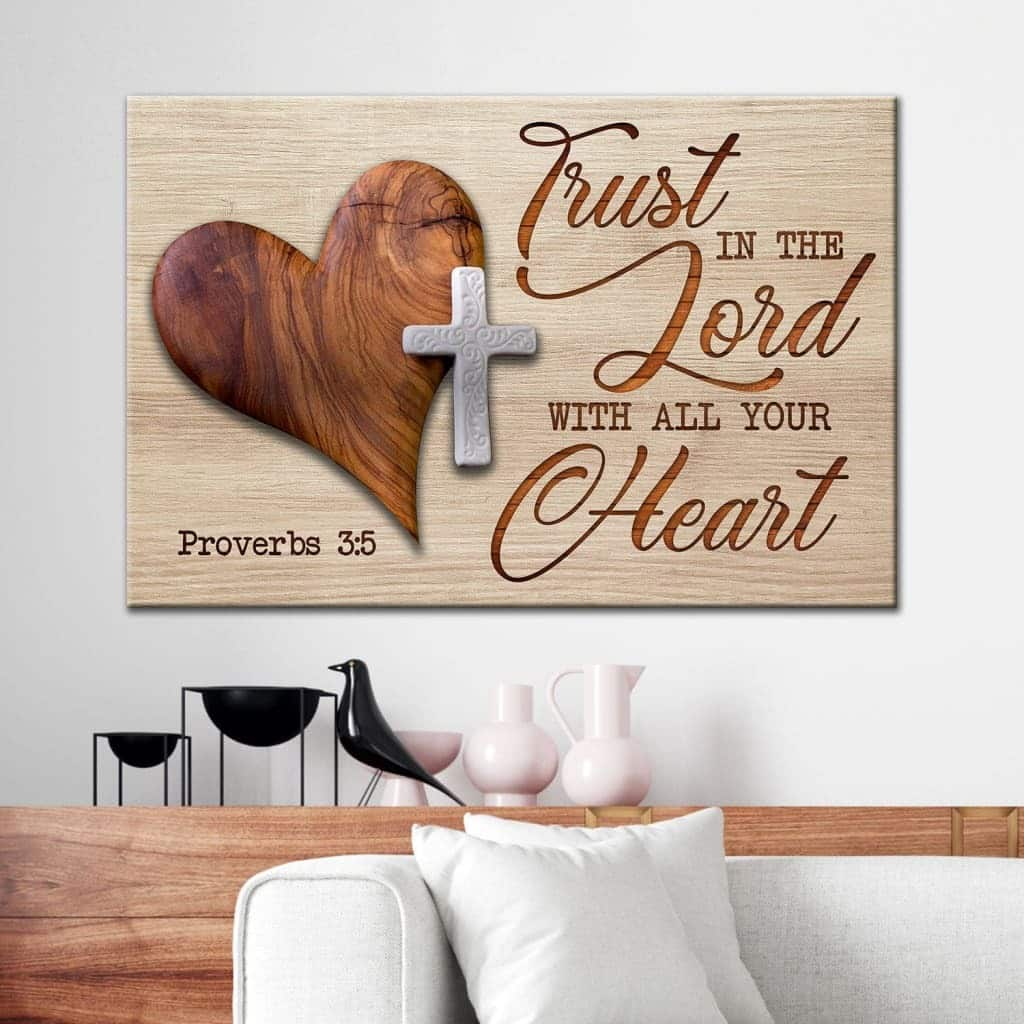 Heart Cross Trust In The Lord With All Your Heart Proverbs 35 Canvas Wall Art