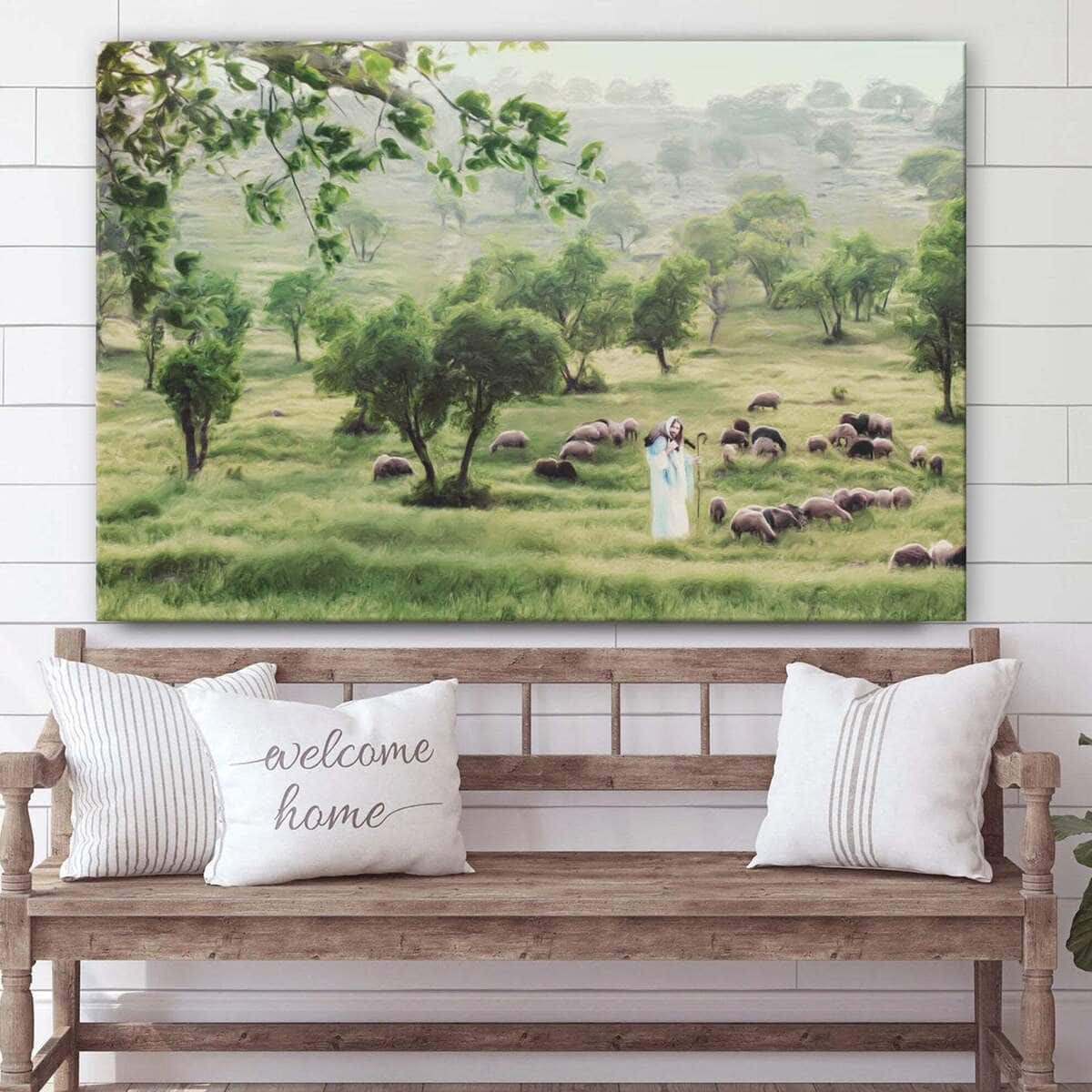 Jesus With The Sheep Jesus Christ Art Jesus Christian Canvas Wall Art