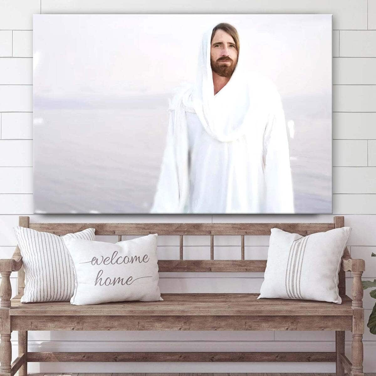 Jesus Standing In Front Of A Body Of Water Jesus Christ Art Jesus Christian Canvas Wall Art