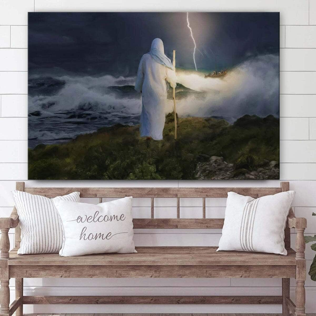 Jesus Standing On The Rock Shore Jesus Christ Art Jesus Christian Canvas Wall Art