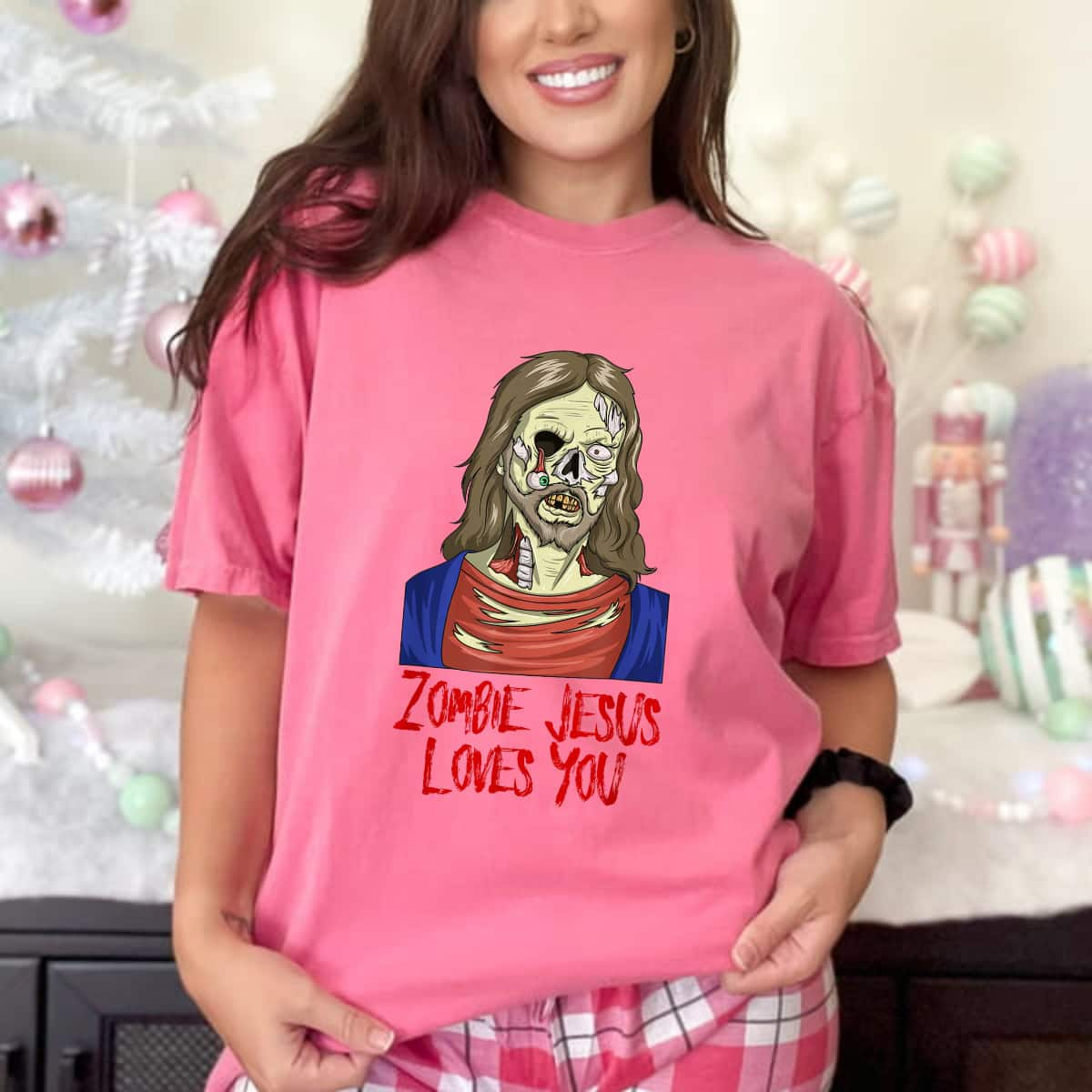 Zombie Jesus Loves You Christian Funny Halloween T-Shirt