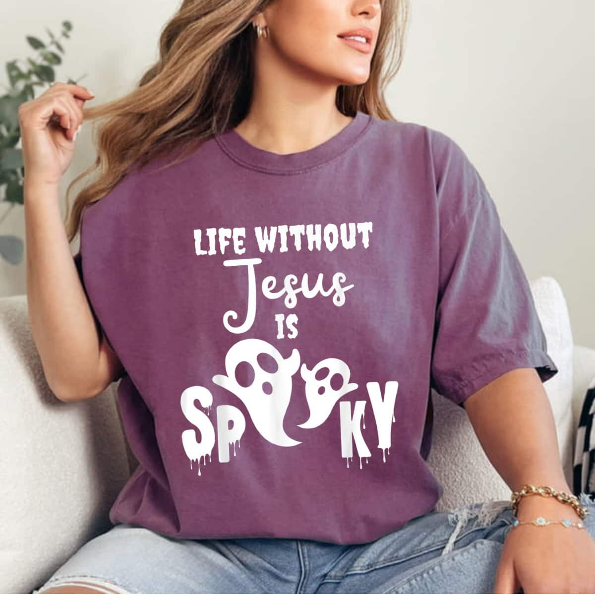 Life Without Jesus Is Spooky Ghost Christian Halloween T-Shirt