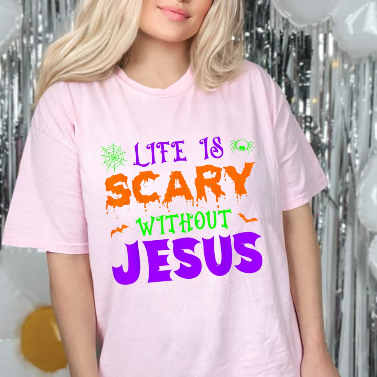 Life Is Scary Without Jesus Christian Halloween Religious T-Shirt Gift