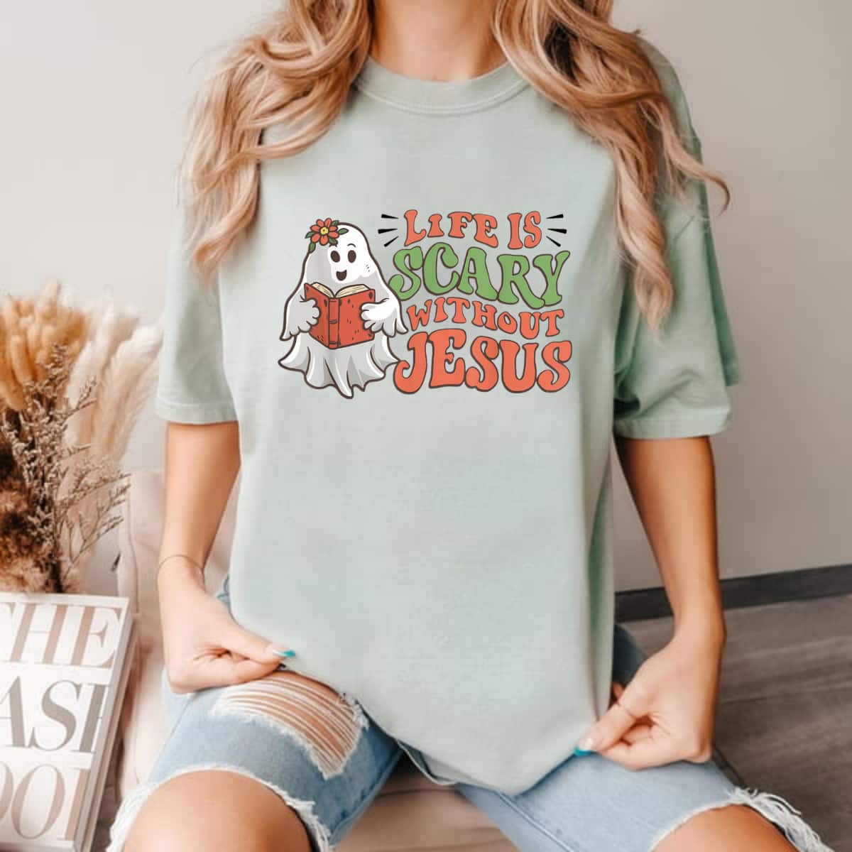 Religious Cute Life Is Scary Without Jesus Halloween Spooky Cute Gift T-Shirt