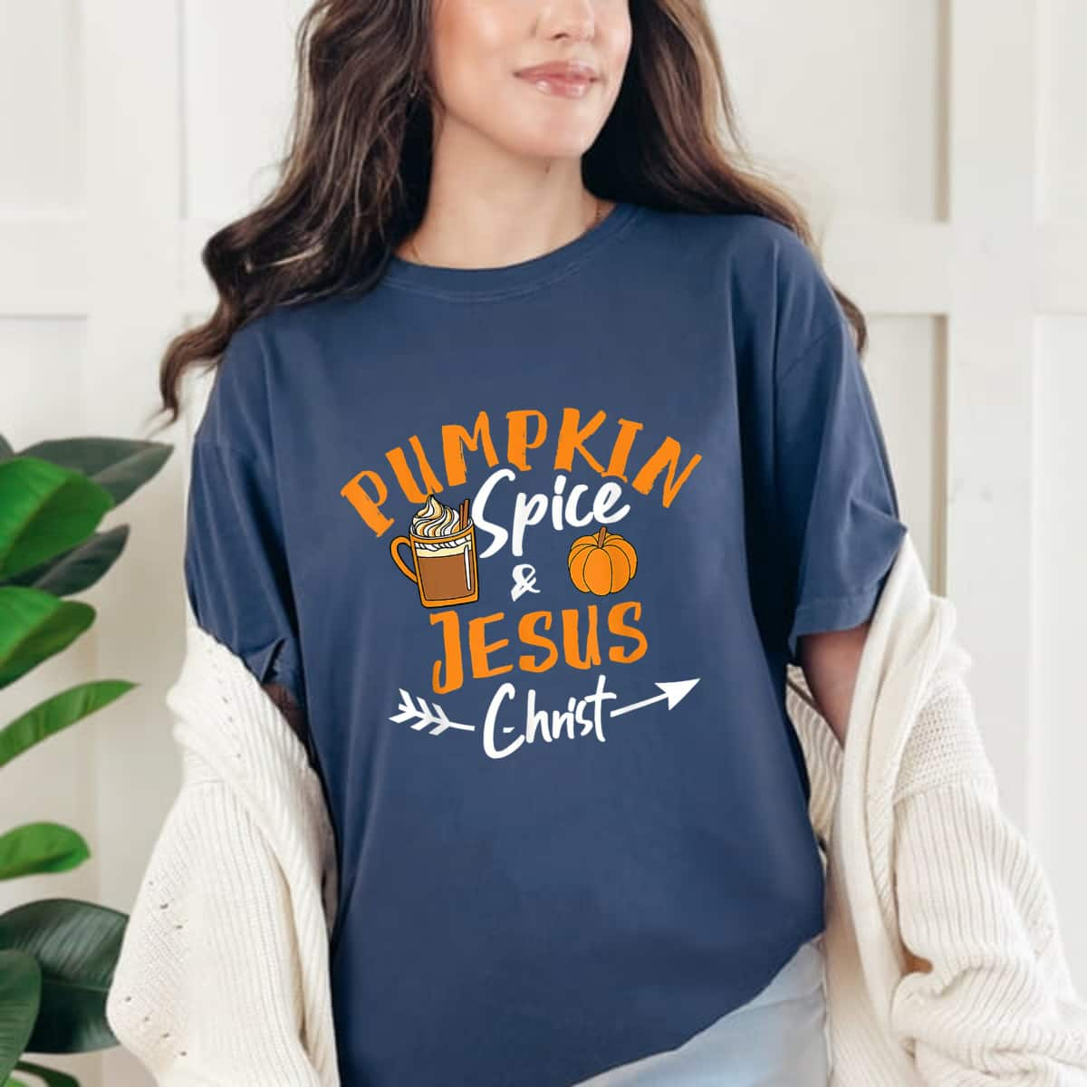 Spice And Jesus Christ Fall Leaf Halloween T-Shirt