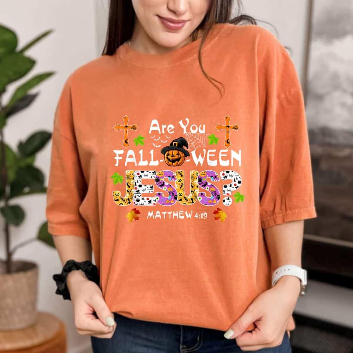 Are You Fall-O-Ween Jesus Pumpkin Spooky Halloween Christian T-Shirt