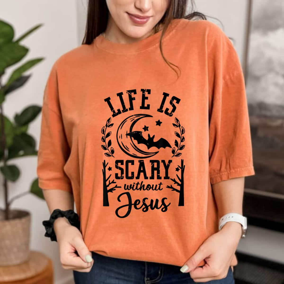 Halloween Faith Christian Life Is Scary Without Jesus T-Shirt