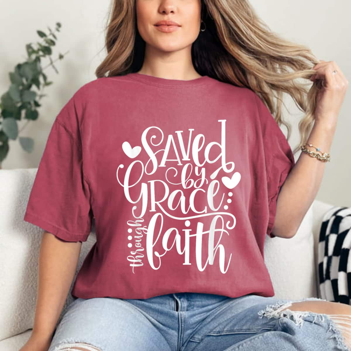 Saved By Grace Through Faith Christian Devotee Faith Hymn T-Shirt