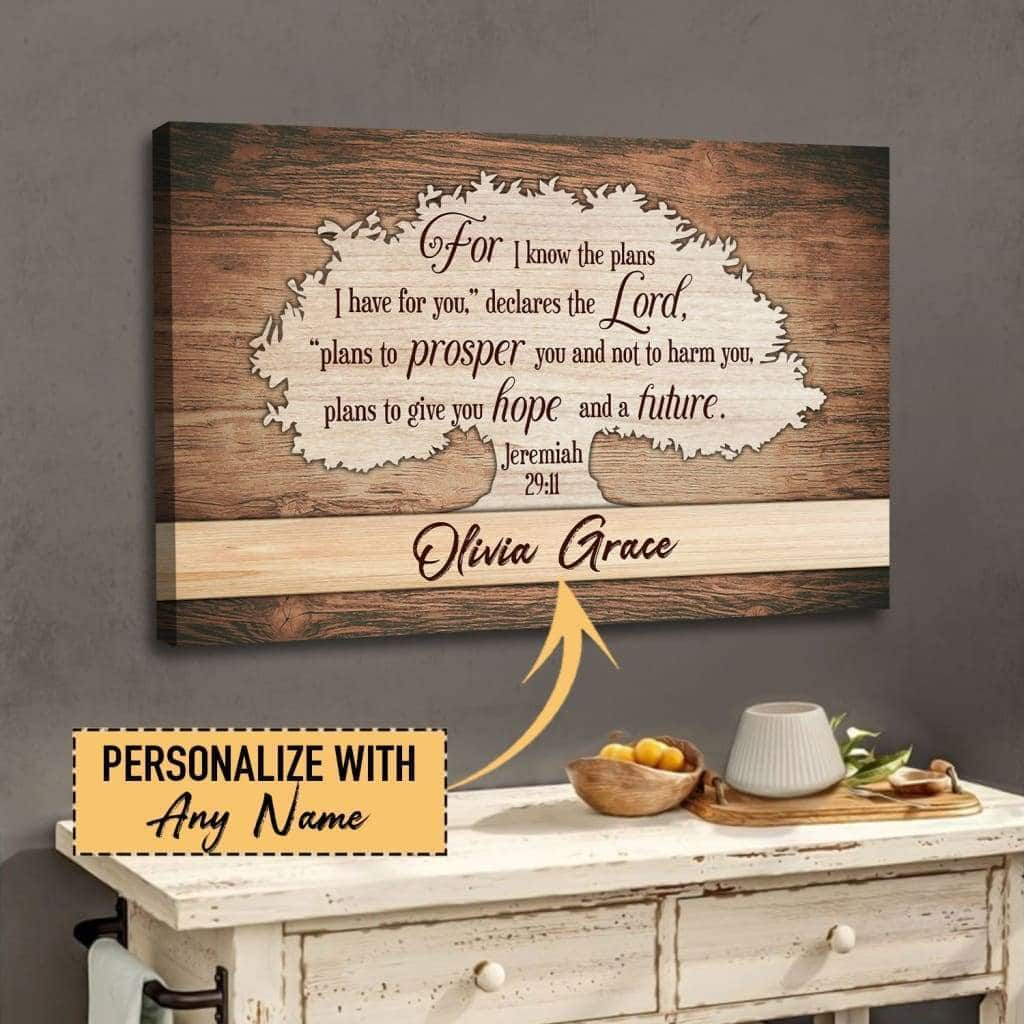 For I Know The Plans I Have For You Jeremiah 2911 With Name Canvas Wall Art