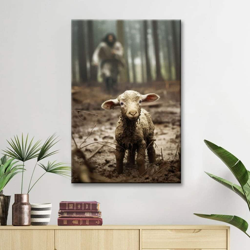 Jesus Lamb Of God Jesus Running After Lamb Canvas Print