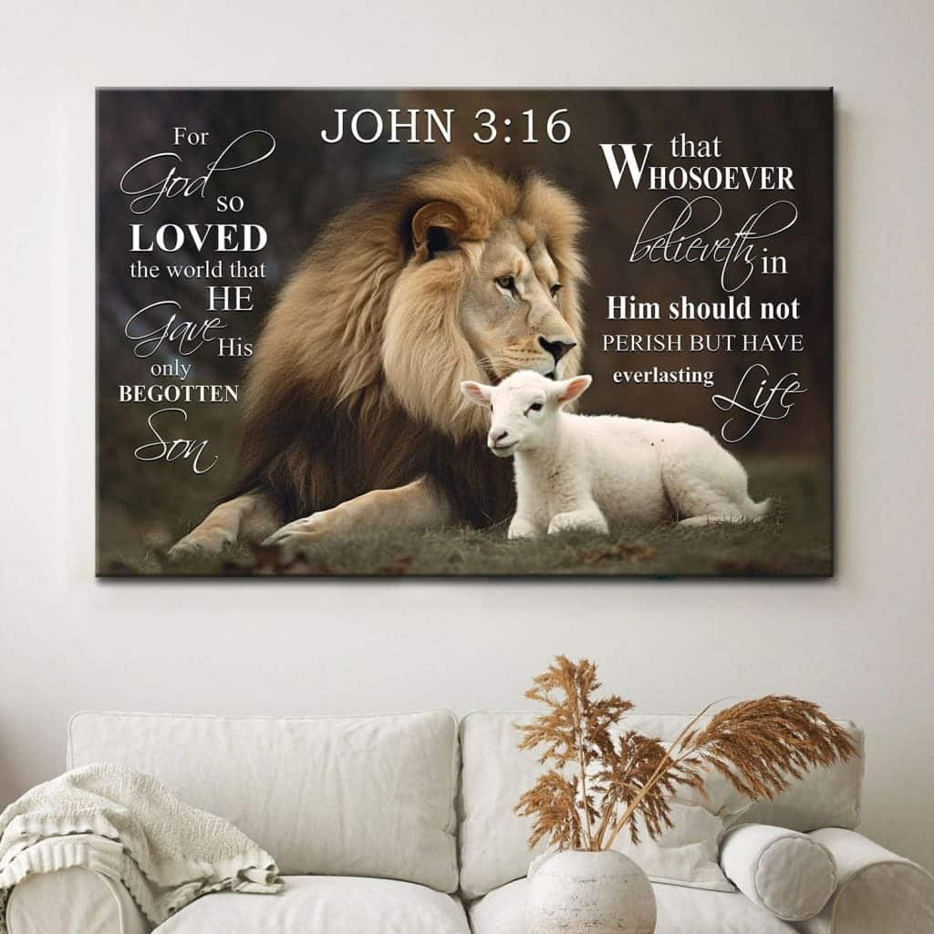 John 316 For God So Loved The World John 316 KJV Canvas Wall Art