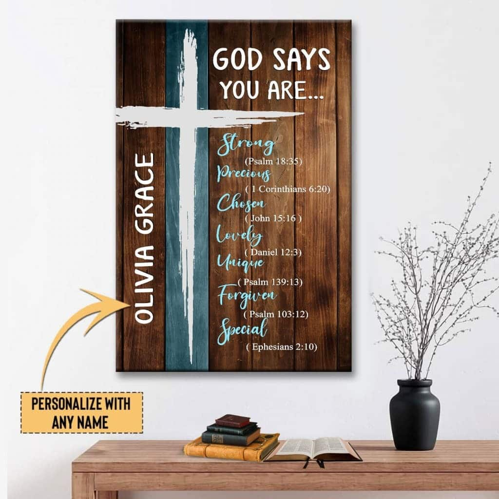 God Says You Are Wall Art Canvas With Custom Name Canvas Print