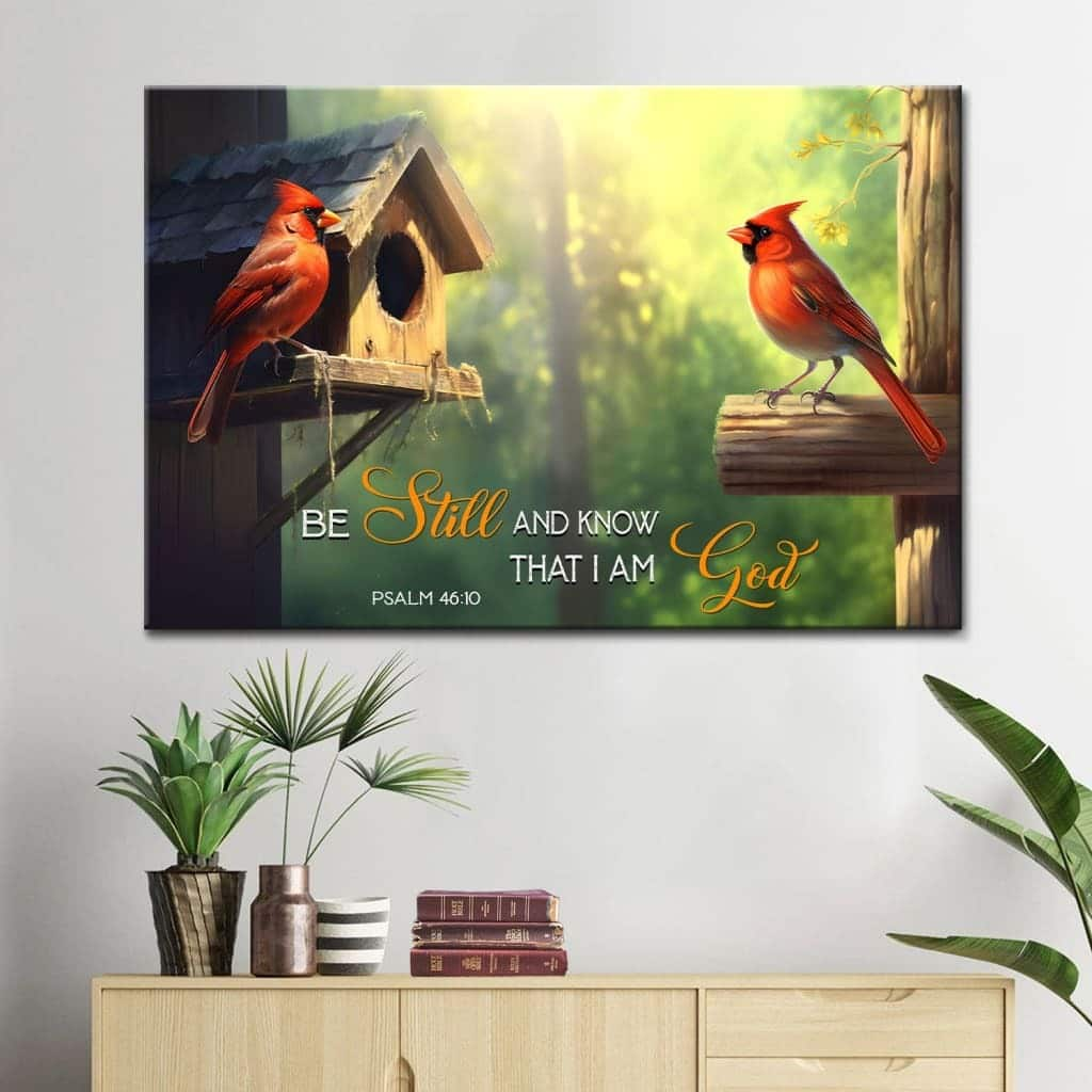 Psalm 4610 Be Still And Know That I Am God Cardinal Couple Canvas Wall Art