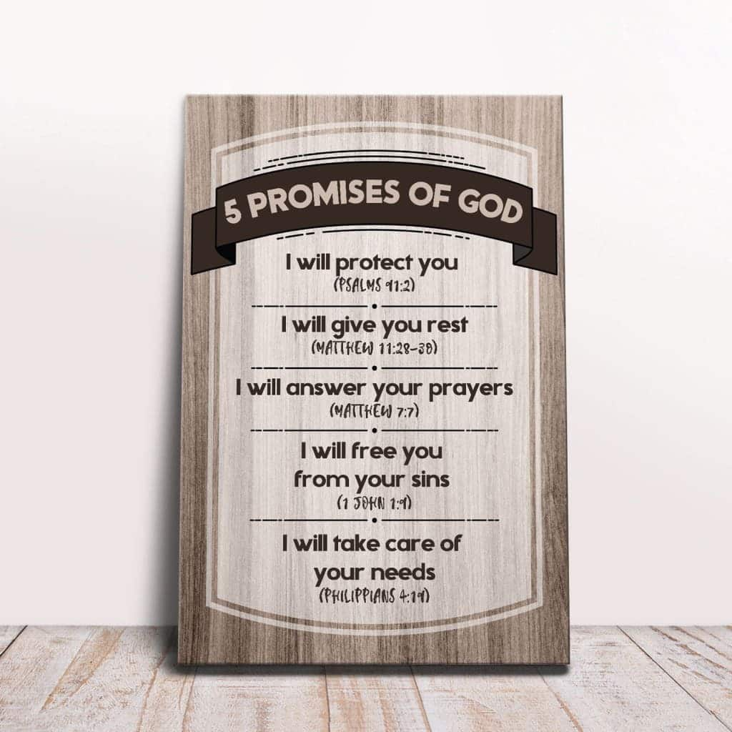 5 Promises Of God Christian Canvas Print