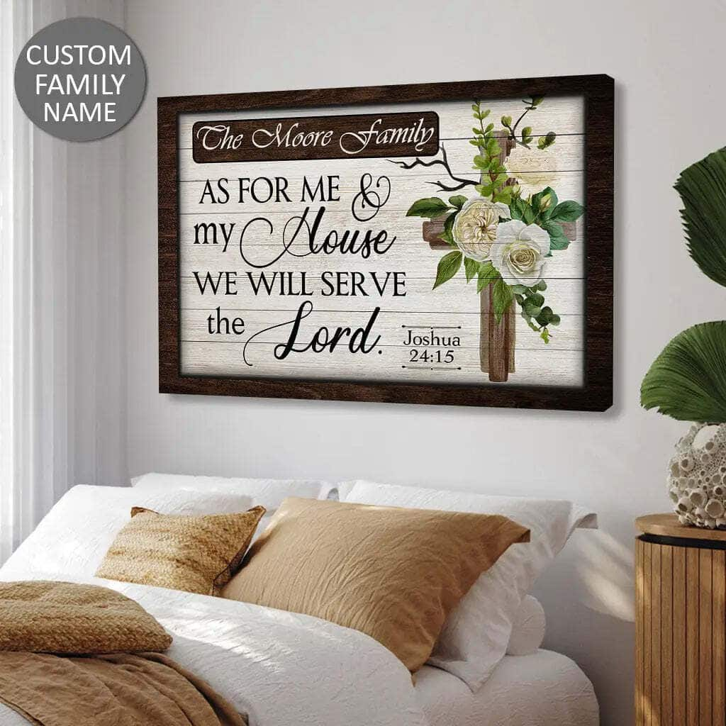 'As For Me And My House We Will Serve The Lord' Custom Family Name Personalized Canvas Wall Art