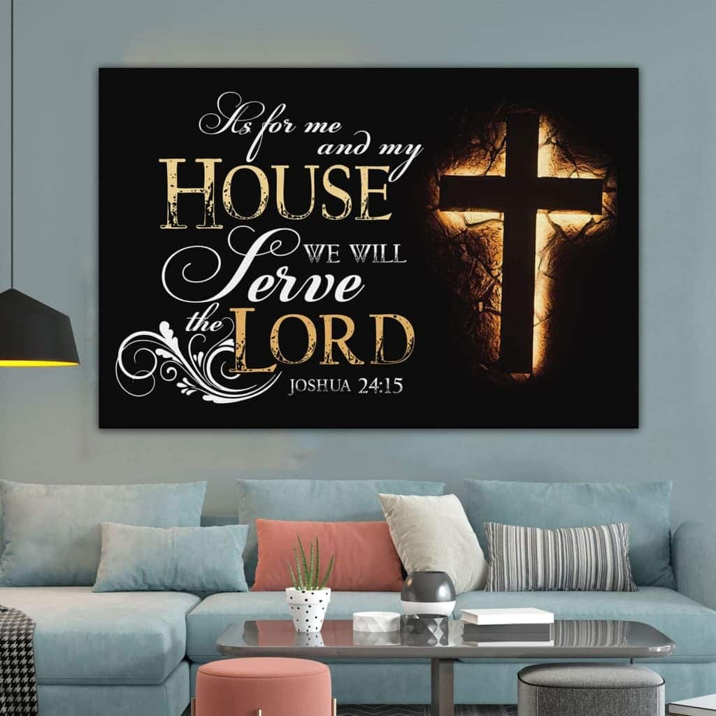 Joshua 24:15 Bible Verse We Will Serve The Lord Canvas Wall Art Gift