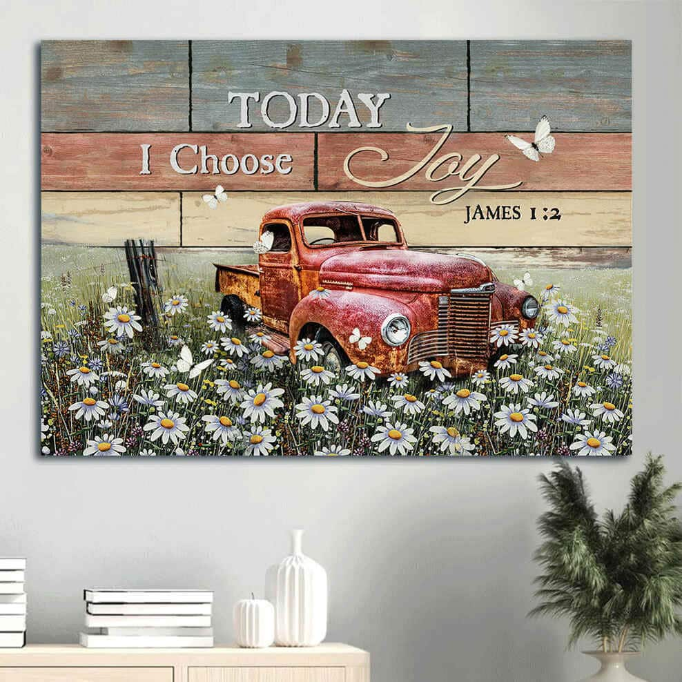 Daisy Field James 1:2 Today I Choose Joy Canvas Wall Art