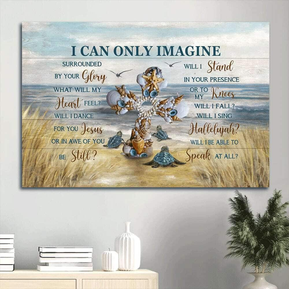 Cross Sea Turtle Seagull Beach I Can Only Imagine Canvas Wall Art