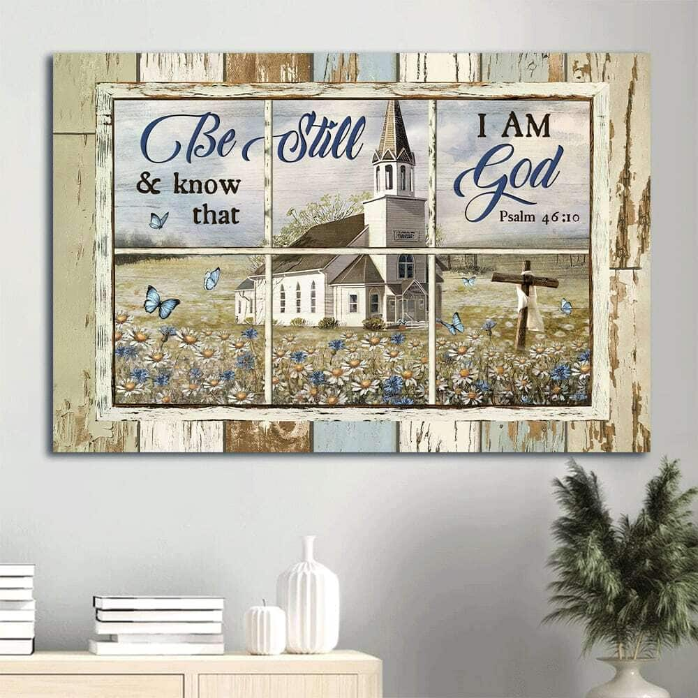 Daisy Garden Old Ruggred Cross Be Still And Know That I Am God Canvas Wall Art