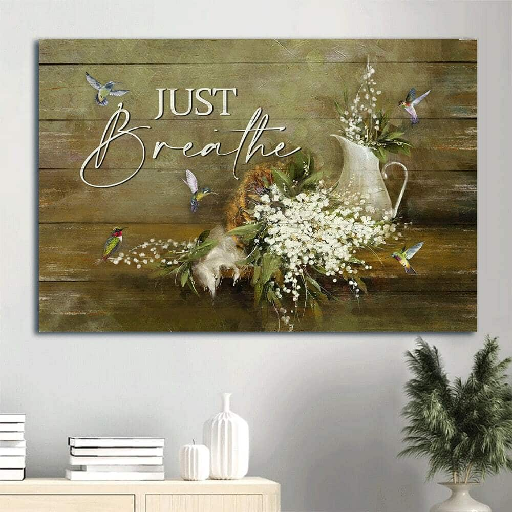 Christian Just Breathe Religious Canvas Wall Art Gift