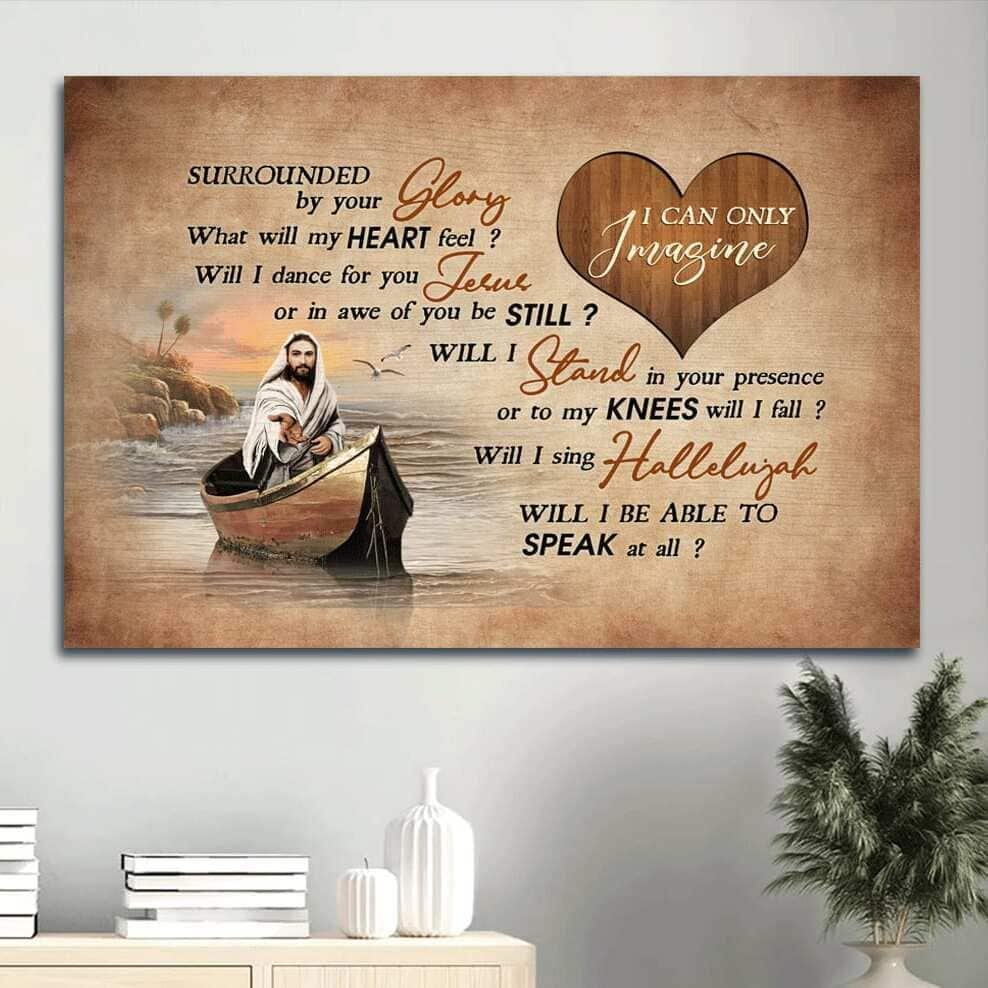 Christian Jesus Heart Shape Boat I Can Only Imagine Canvas Wall Art