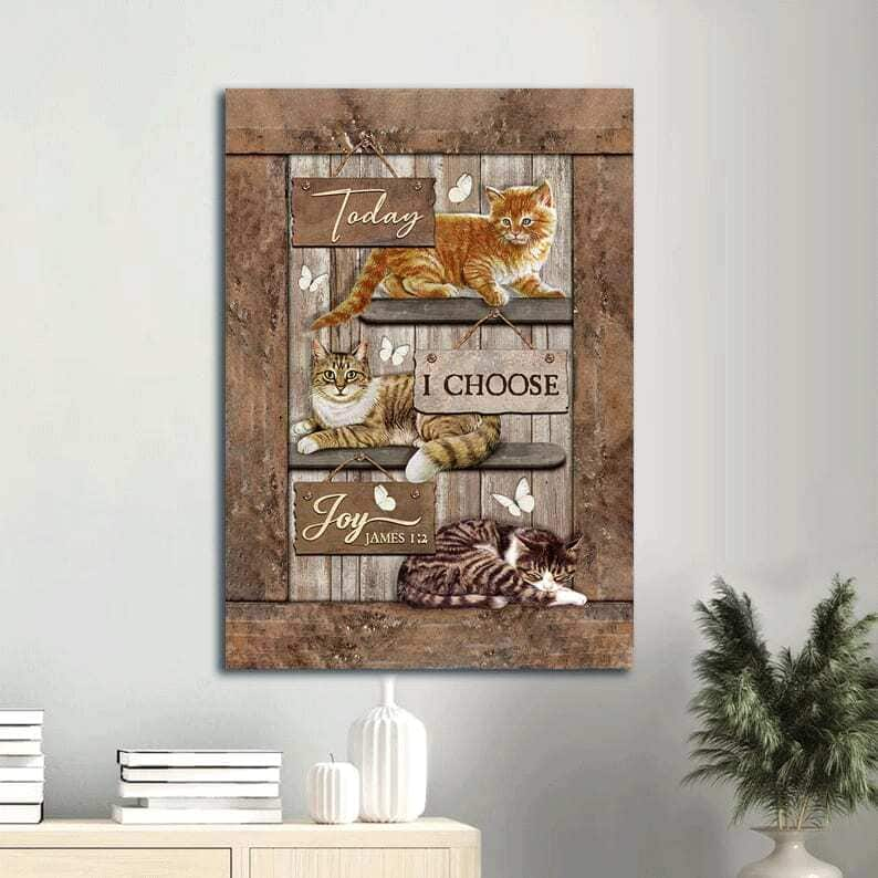 Adorable Cat James 1:2 Today I Choose Joy Canvas Print